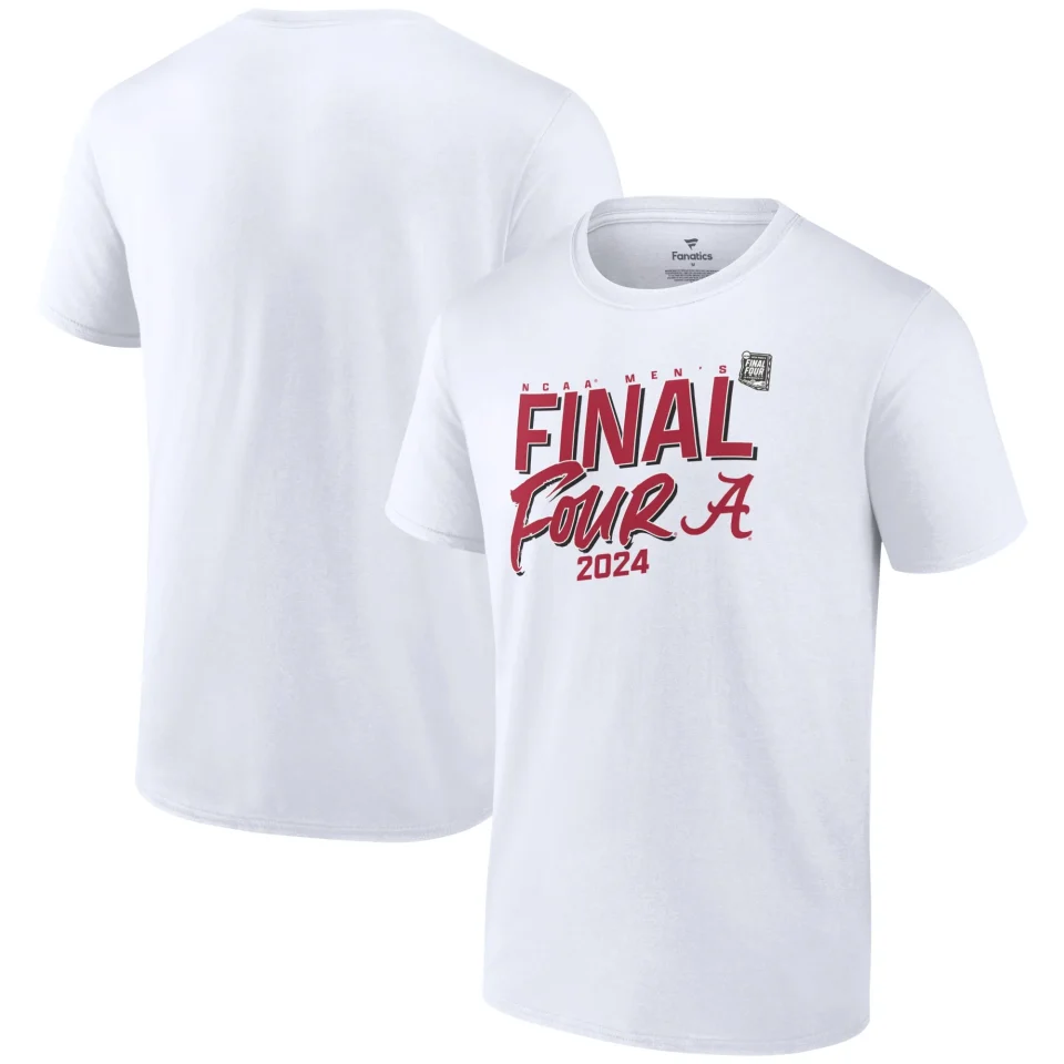 Easy-Clean Durable Men's Fanatics Branded White Alabama Crimson Tide 2024 NCAA Men's Basketball Tournament March Madness Final Four Elite