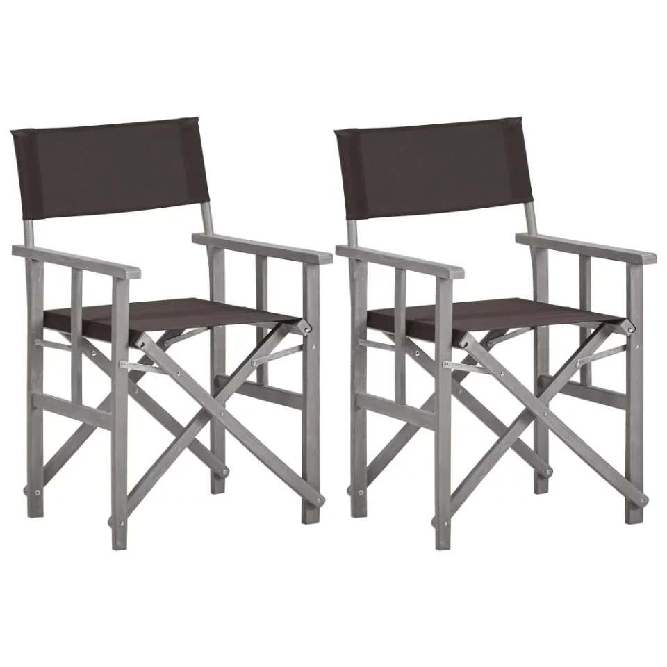 Bamboo Versatile Anself Director's Chairs, Camping Chairs 2 pcs Solid Acacia Wood