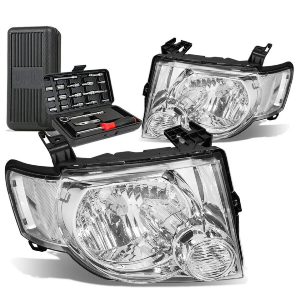 Polished 2008-2012 d Escape Pair Chrome/Clear Side Headlight Head Lamps+Tool Box