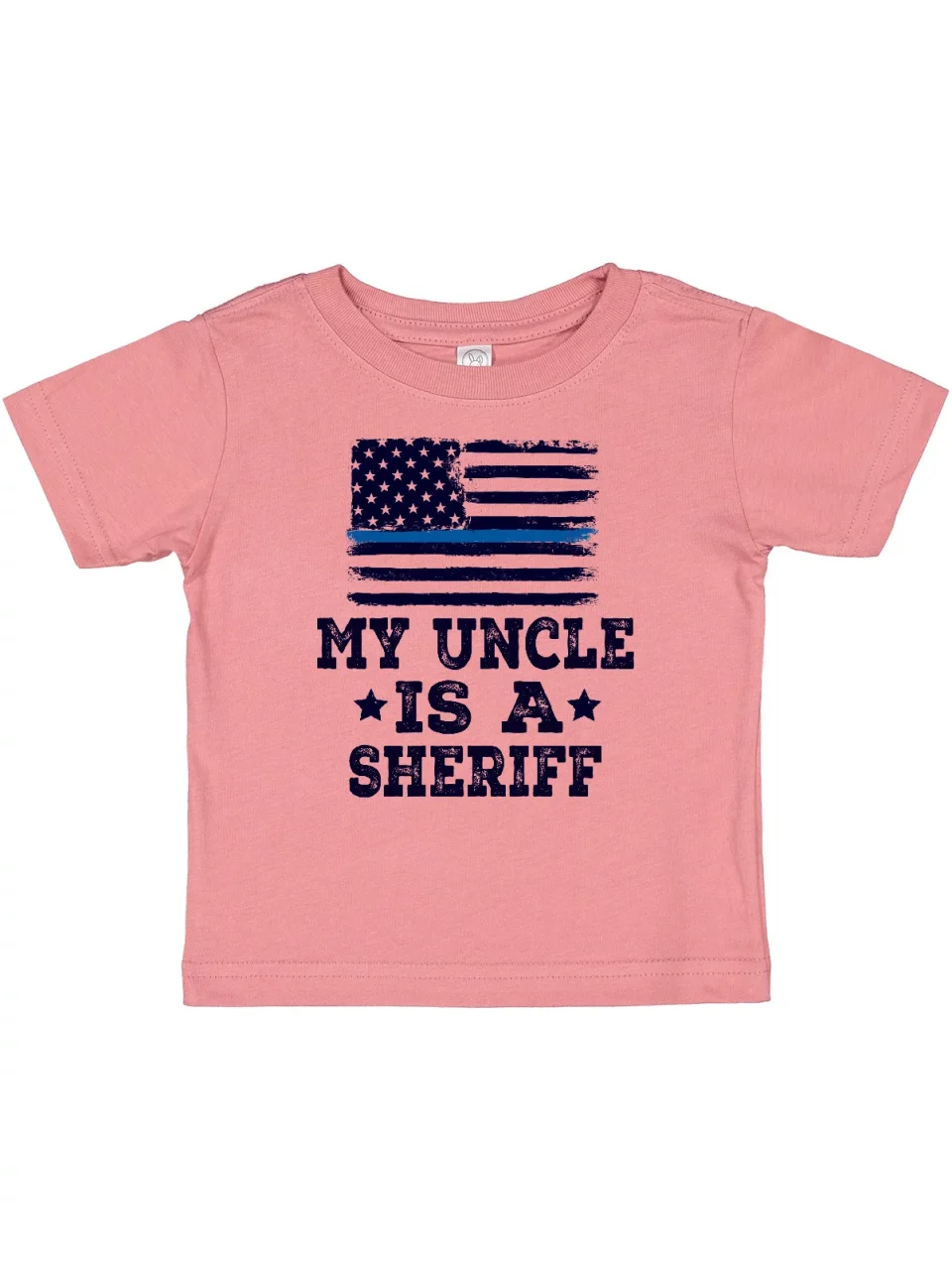 Silicone Inktastic Uncle Is A Sheriff Law Enforcement Boys or Girls Baby T-Shirt