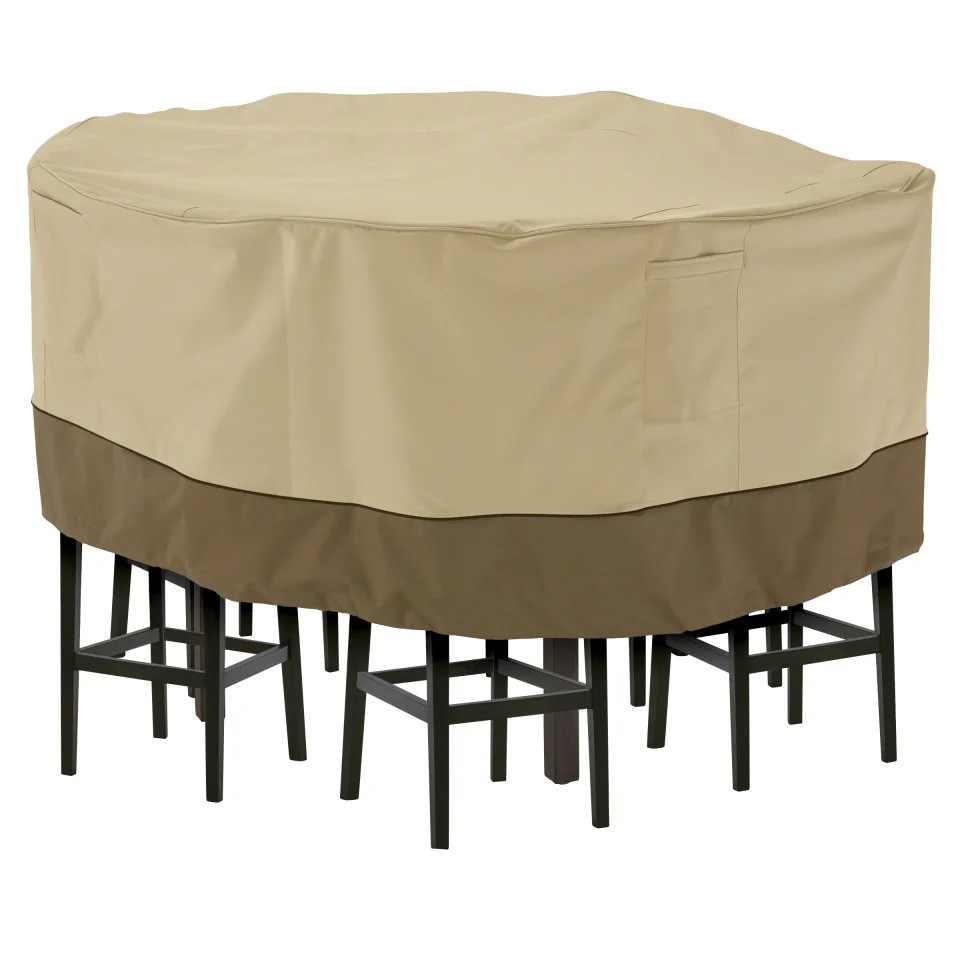 Leak-Proof Classic Accessories Veranda Water-Resistant 94 Inch Tall Round Patio Table & Chair Set Cover
