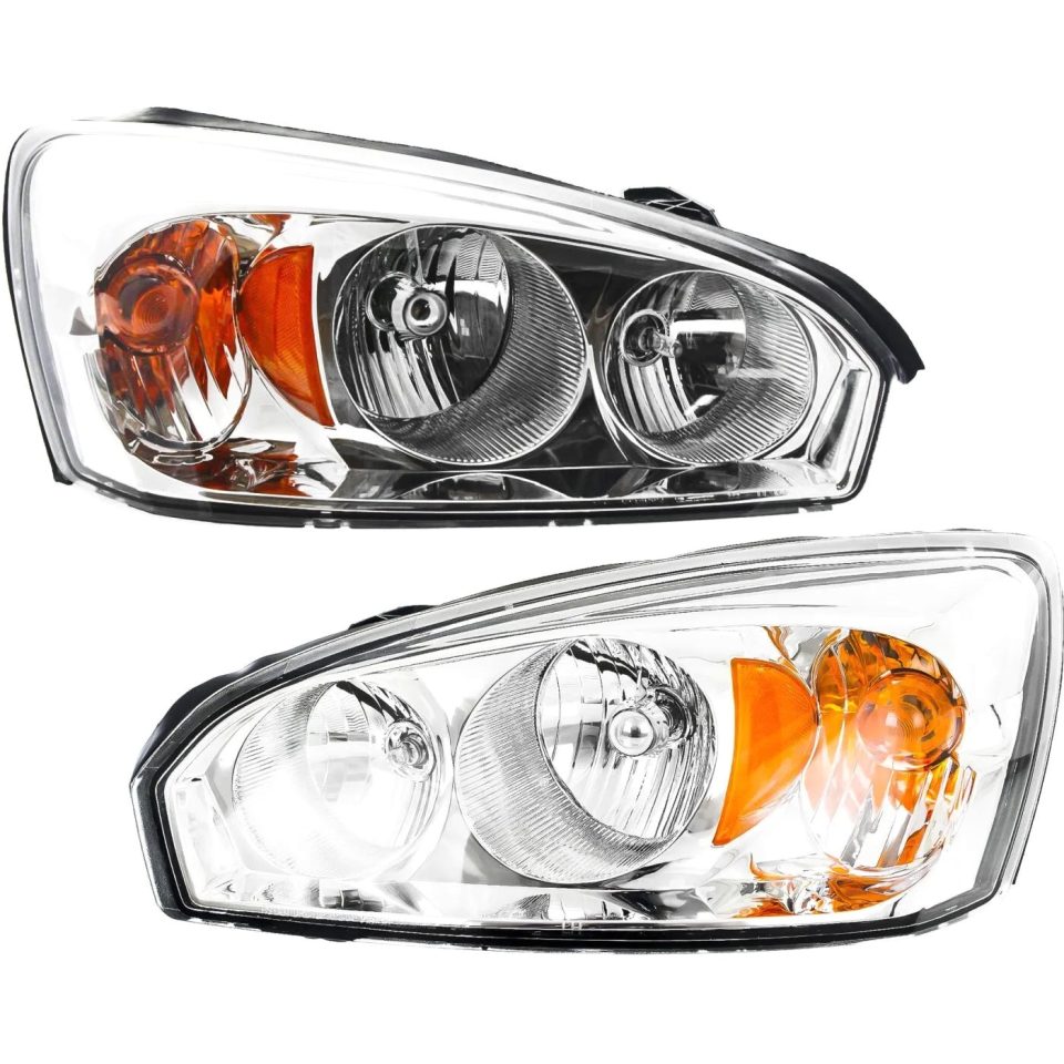 Leak-Proof Headlights Headlamps Left & Right Pair Set for 04-08 Chevy Malibu