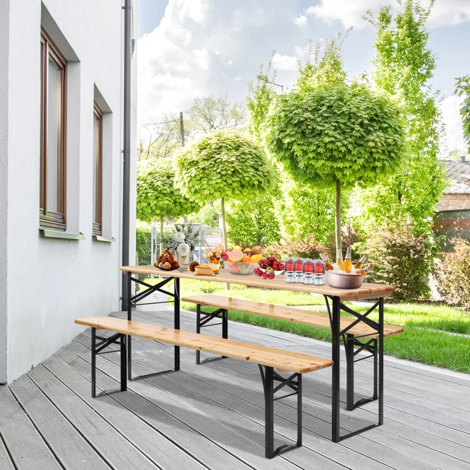Clear Dining Folding Picnic Table Bench Set - 3 Pieces - 59.53 - Dine outdoors with style and ease!
