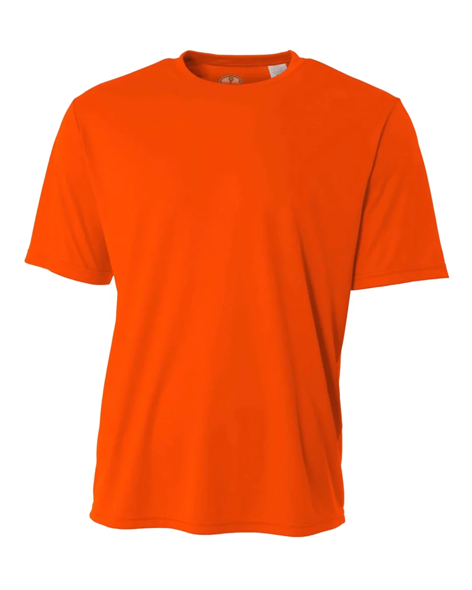 Eco-Friendly Hardcore Water Sports Mens Rash Guard Surf Swimwear Swim Shirt SPF Sun Protection Loose Fit Fitting Hi Visibility Orange