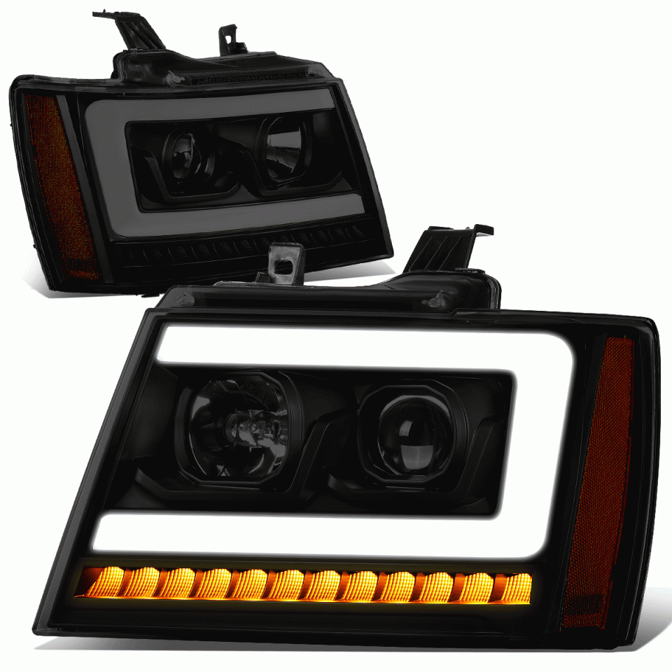 Dining Baking LED Sequential Signal 07-14 Tahoe Suburban 3D DRL Projector Headlight Lamps