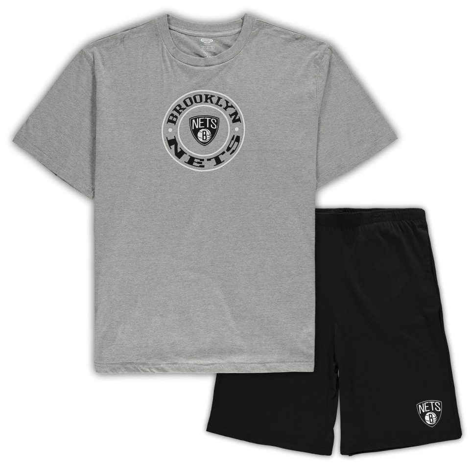Frosted Men's Concepts Sport Heathered Gray/Black Brooklyn Nets Big & Tall T-Shirt & Shorts Sleep Set