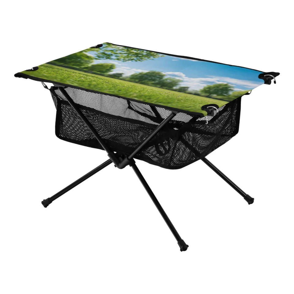 Food-Grade Outdoor Grass Green Camping Folding Table Portable Beach Table with Storage Bag Compact Picnic Table for Outdoor Travel Fishing BBQ