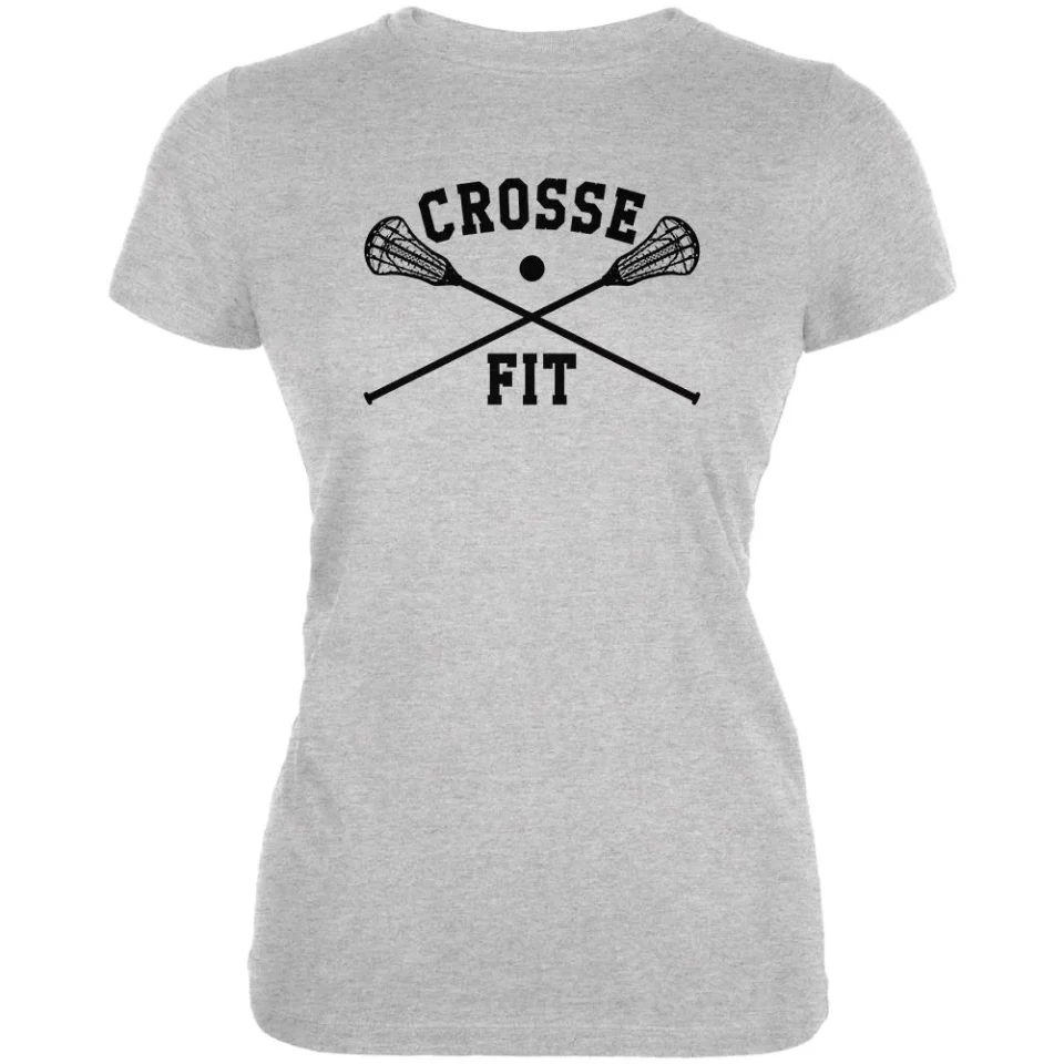 Wooden Lacrosse Crosse Fit Juniors Soft T Shirt Heather SM
