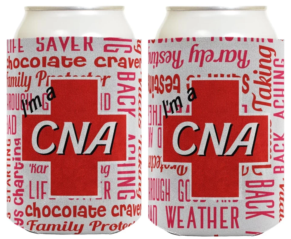Cast Iron Upgraded ThisWear CNA Nurse Gifts for Women I'm a CNA Essential Attributes 2-Pack Can Coolies Drink Coolers CNA