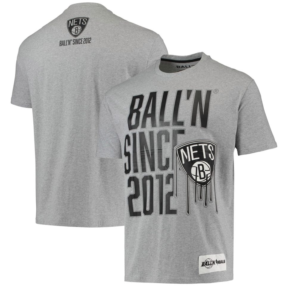 Clear Men's BALL'N Heathered Gray Brooklyn Nets Since 2012 T-Shirt