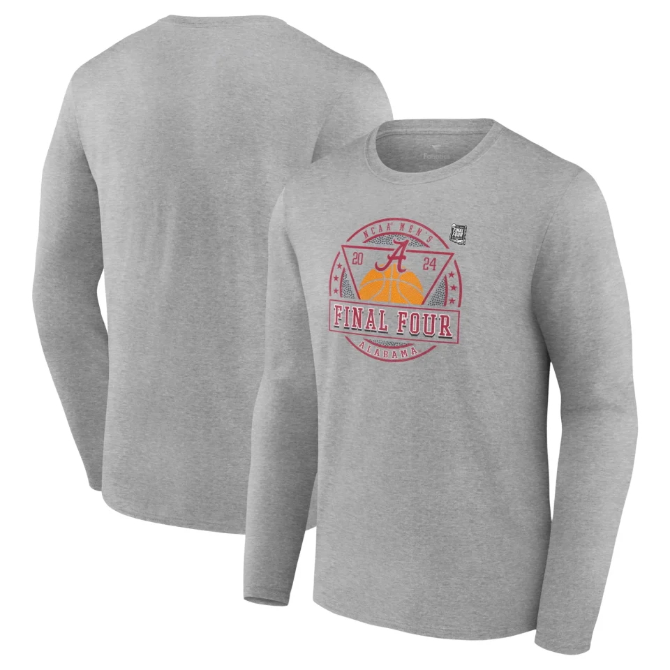 Thickened Easy-Clean Men's Fanatics Branded Gray Alabama Crimson Tide 2024 NCAA Men's Basketball Tournament March Madness Final Four