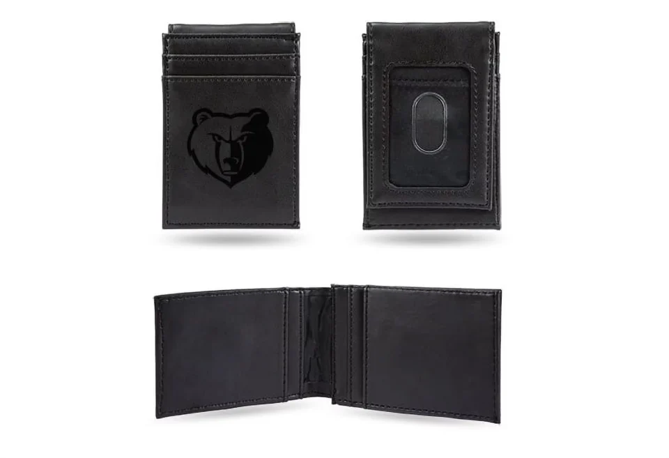 Core Memphis NBA Grizzlies Laser Engraved Black Front Pocket Wallet/Money Clip