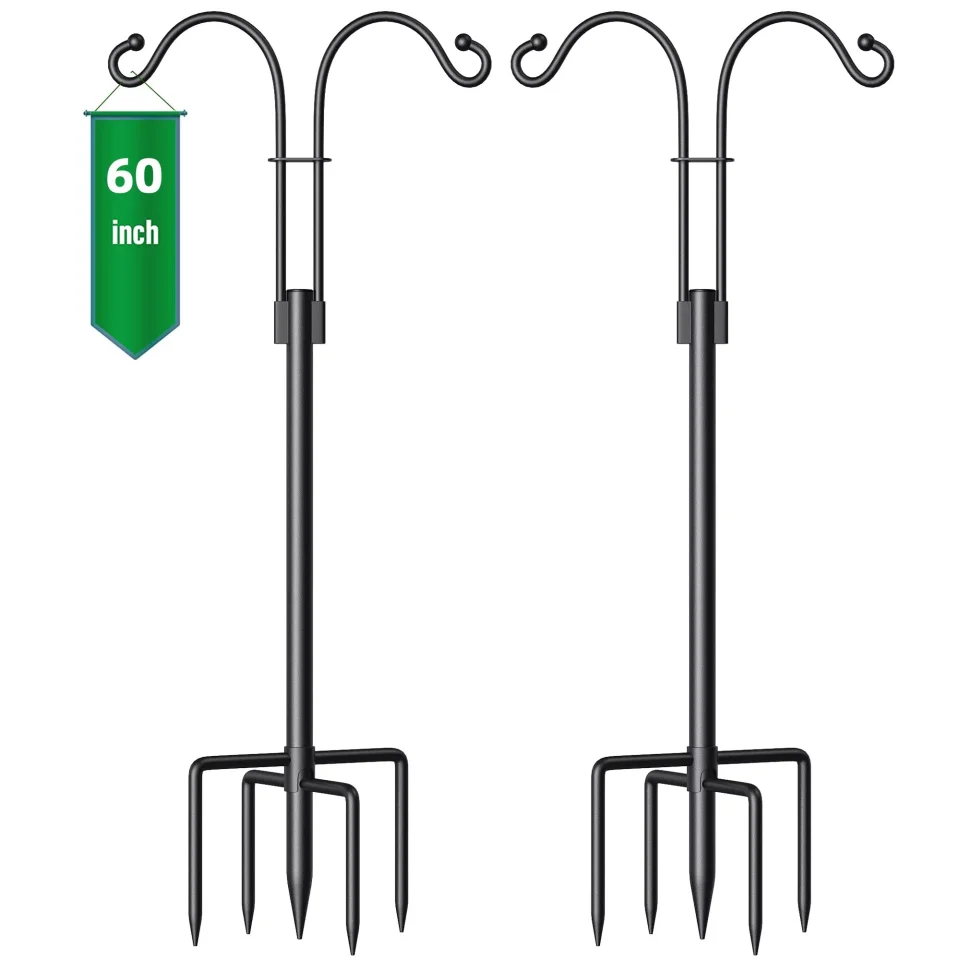 Safe 60 Inch Adjustable Shepherds Hook With 5/8 Inches Thick, Super Strong, Rust Resistant Steel Hook
