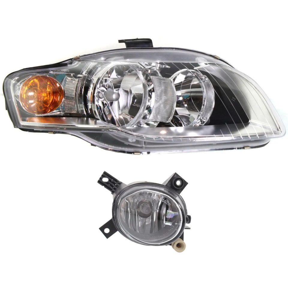 Essential Headlight Kit For 2005-2009 Audi A4 Quattro Right Audi A4 Clear Lens Halogen