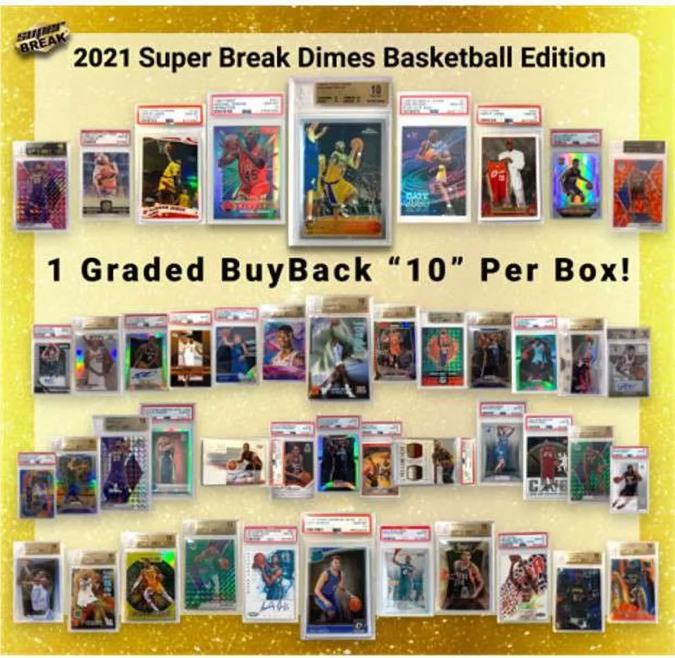 Supreme Easy-Clean NBA 2020 DIMES Basketball Trading Card Box (1 GRADED BuyBack Card Per Box)