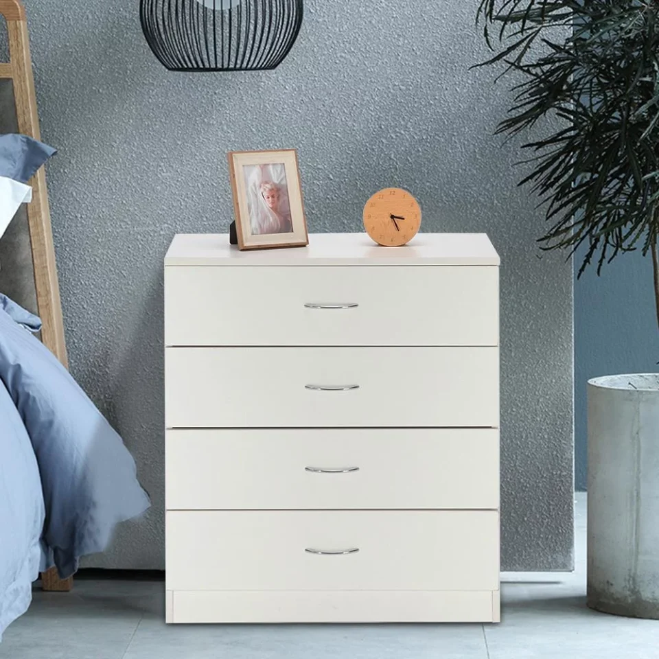 Select Lightweight SalonMore White Nightstand Bedroom Storage Bedside Table Side End Table with 4 Drawers