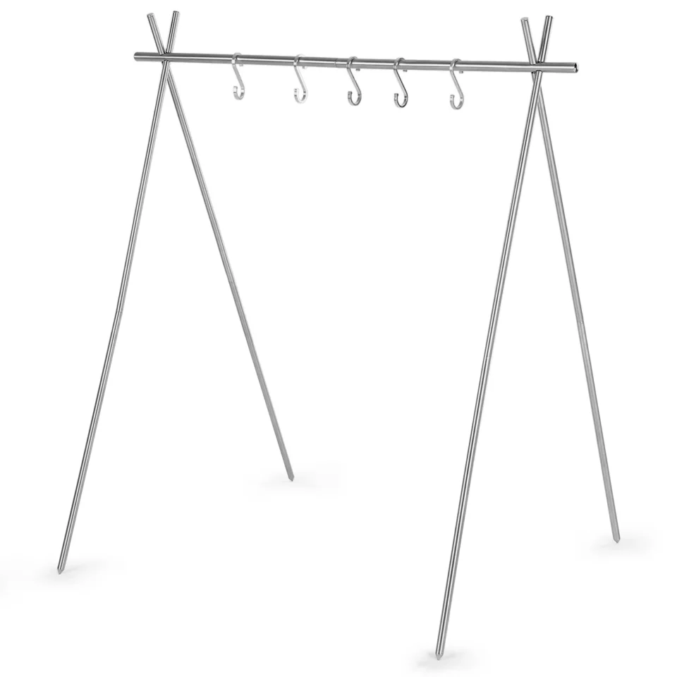 Popular Portable Collapsible Stainless Steel Camping Hanging Rack for Pot Clothes Hanger