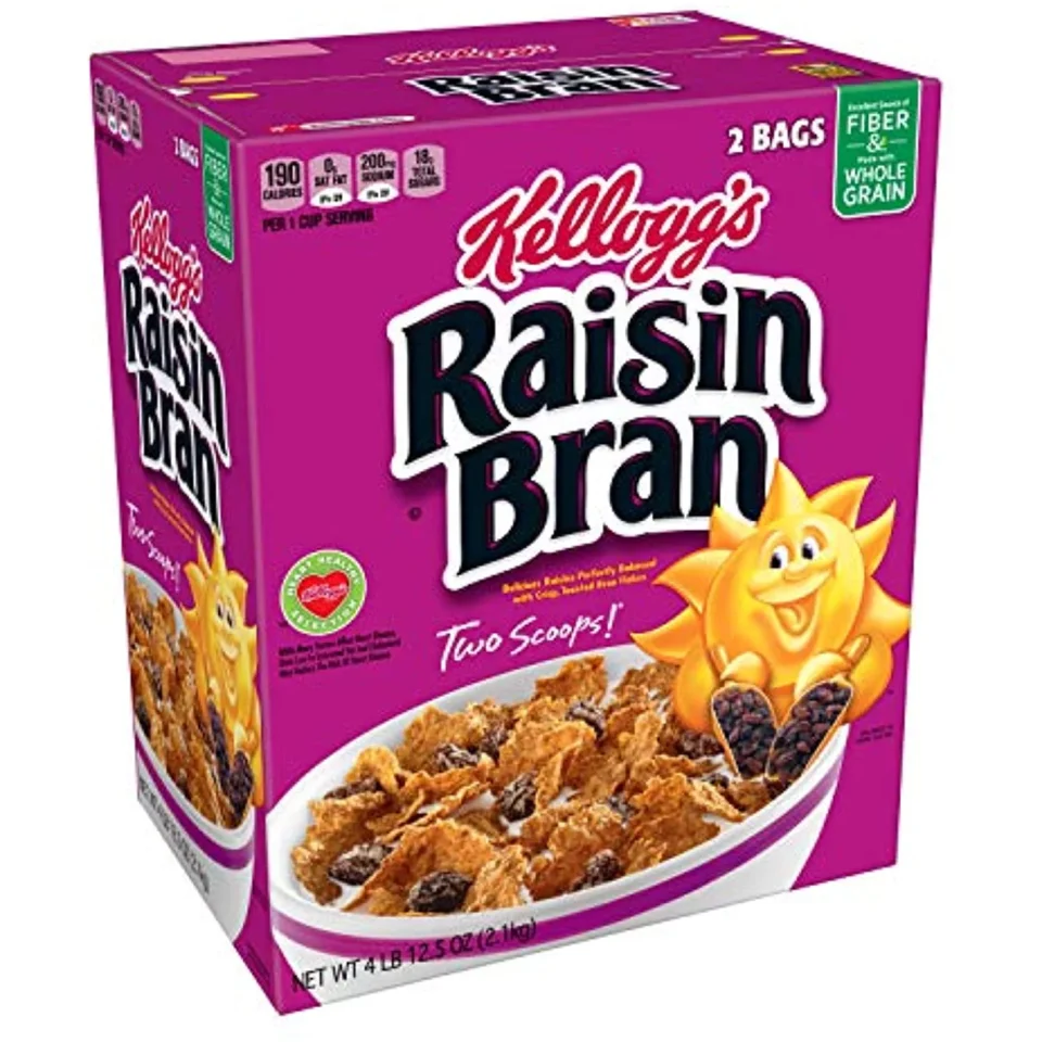 Polished Kelloggs Raisin Bran, Breakfast Cereal, Original, Excellent Source Of Fiber, 76.5 Oz Box (2 Bags)