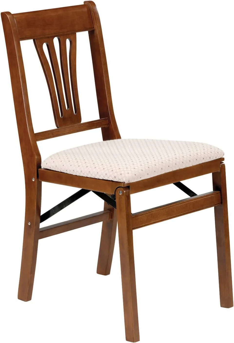 Durable Stakmore Urn Premium Solid Wood Dining Table Folding Chair Set With Fabric Padded Upholstered Seat, Fruitwood/Blush (2 Pack)