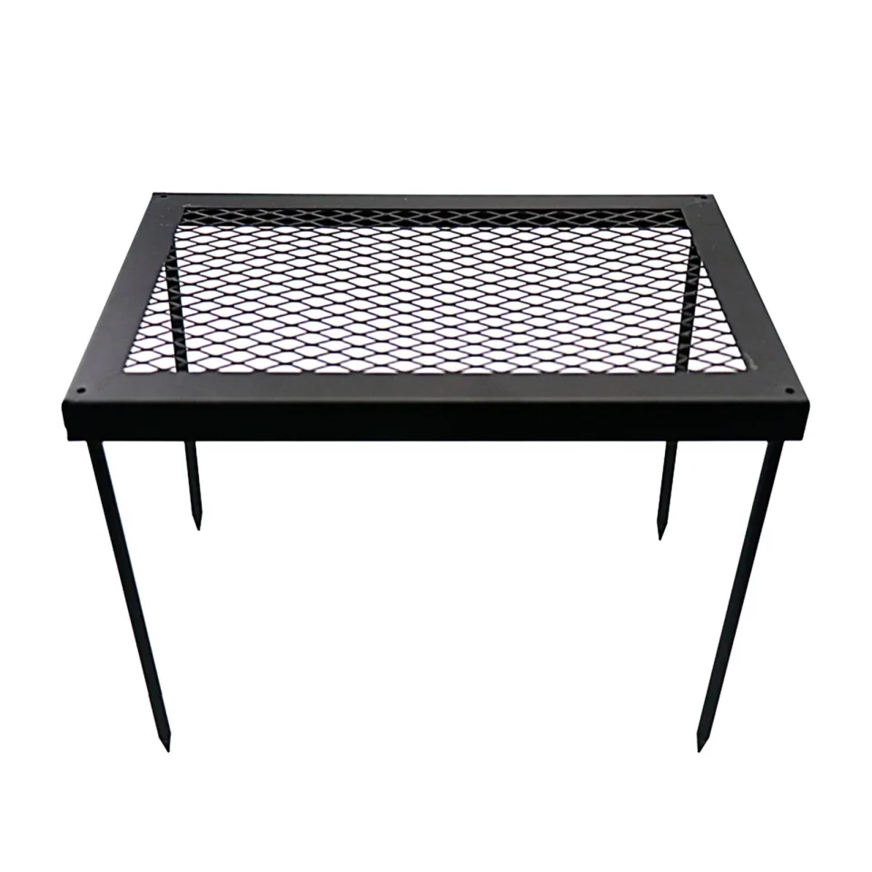 Cast Iron Storage Portable Grill Table for Camping Lightweight Stand Table for Outside Square