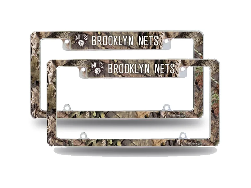 Storage Gift-Ready Brooklyn NBA Nets Chrome Metal (Set of 2) License Plate Frames with Bold Mossy Oak Camouflaged Camo Design