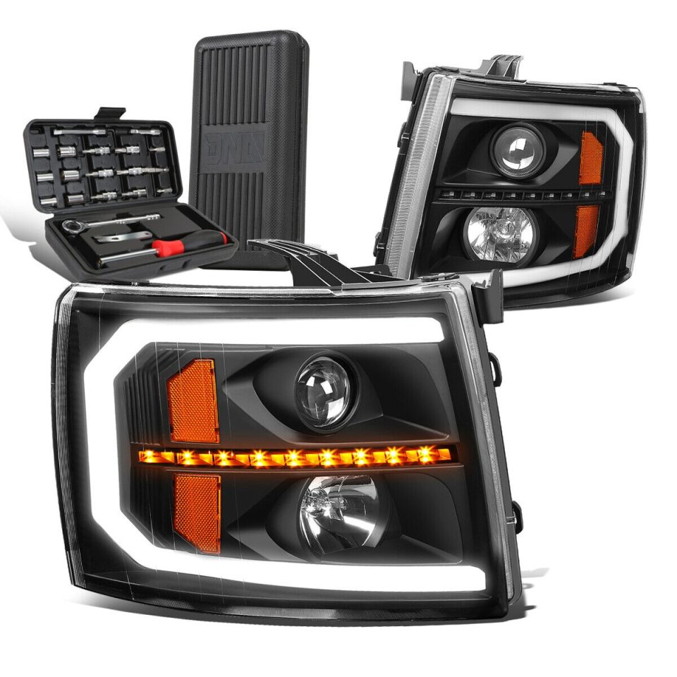 Cleaning 2007-2014 Silverado LED DRL Tube Sequential Projector Headlights+Too