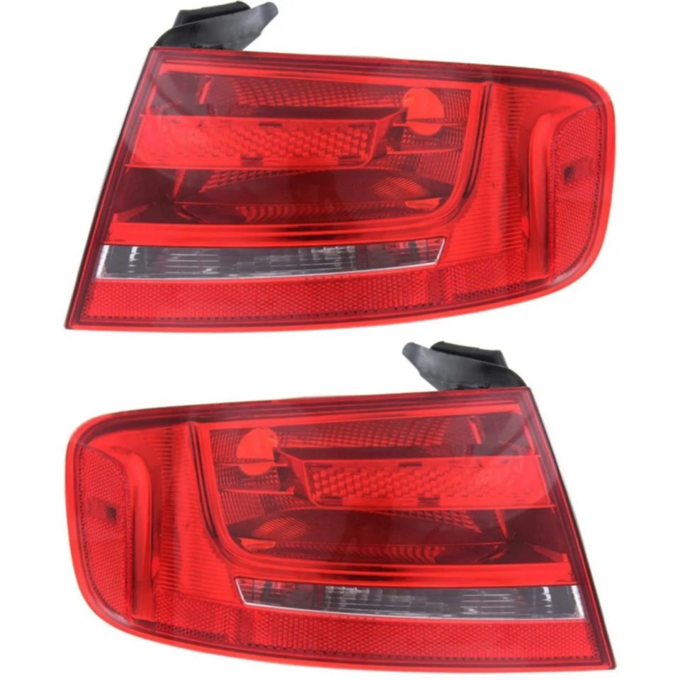 Home Cooking Halogen Tail Light Set For 2009-2012 Audi A4 Quattro Outer Clear & Red Lens 2Pcs