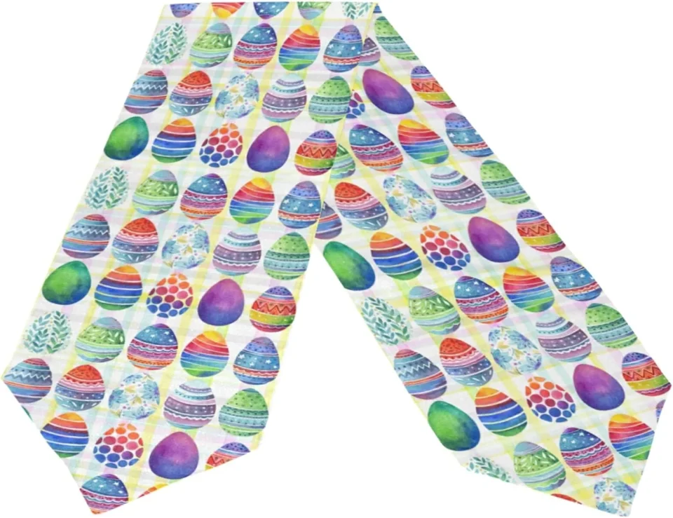 Ceramic Dreamtimes Double Sided Watercolor Floral Easter Eggs Long Polyester Table Runner 13 x 90 Inches Table Cloth Cover Placemats for Kitchen Dinning Living Home Holiday Decor