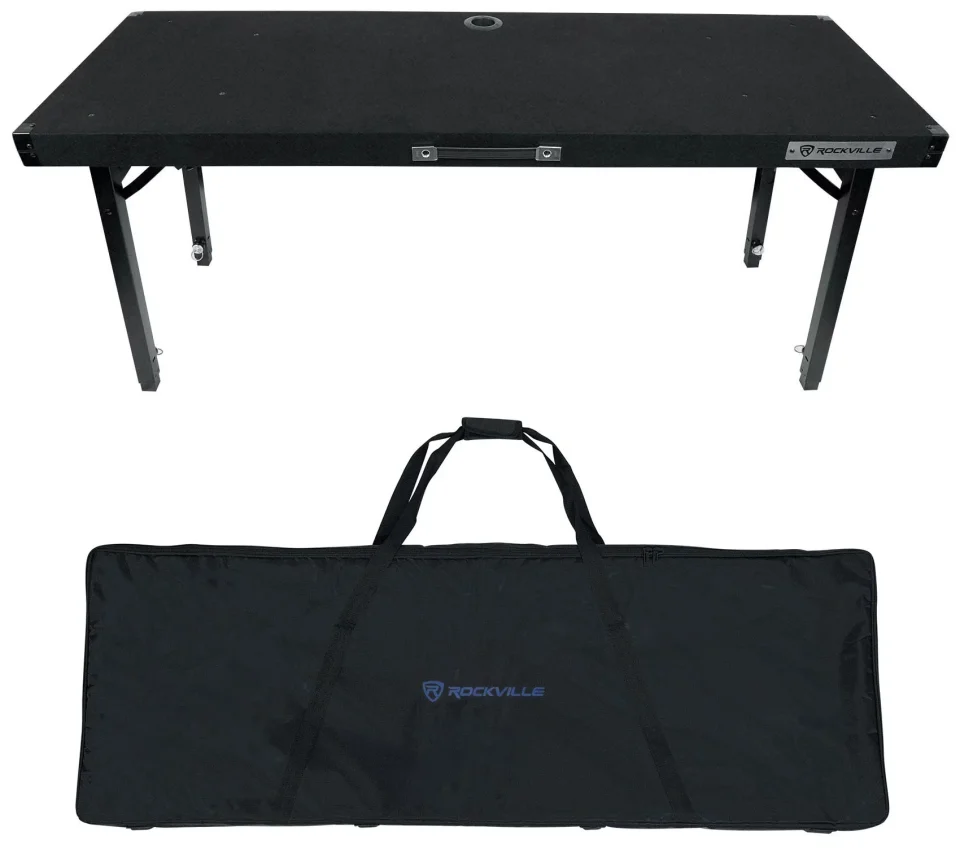 Glass Long-Lasting Rockville RTBL4 Adjustable Height DJ Table Folding Legs + Carry Bag 20 x 60
