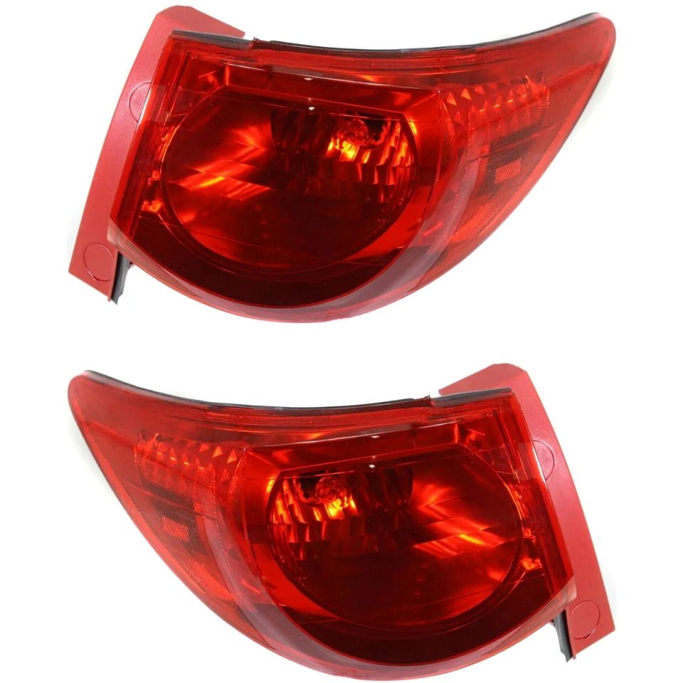 BPA-Free Cast Iron Halogen Tail Light Set For 2009-2012 Chevy Traverse Red Lens w/ Bulbs 2Pcs CAPA