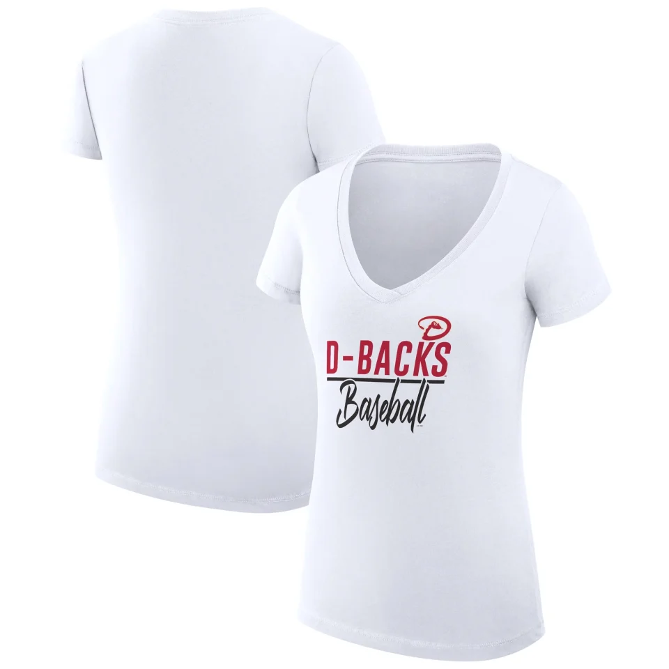 Ultimate Kitchen Women's G-III 4Her by Carl Banks White Arizona Diamondbacks Team Graphic V-Neck Fitted T-Shirt