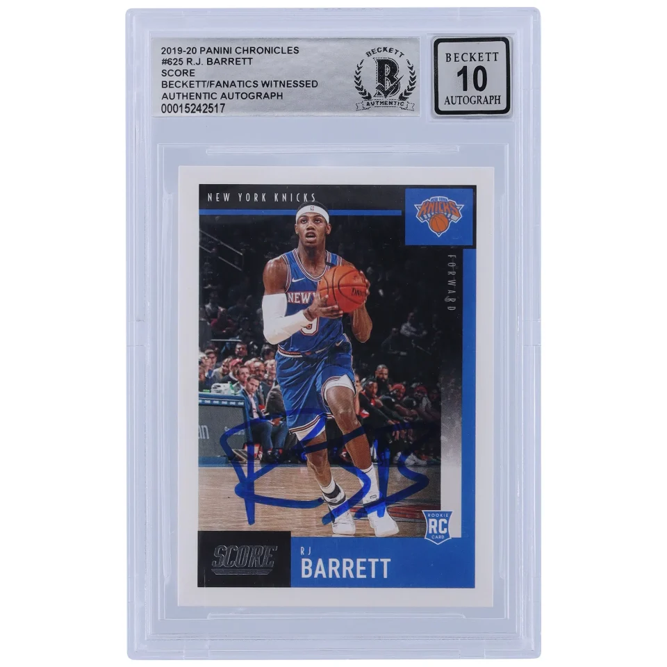 Polished RJ Barrett New York Knicks Autographed 2019-20 Panini Score #625 Beckett Fanatics Witnessed Authenticated 10 Rookie Card - Fanatics Authentic Certified