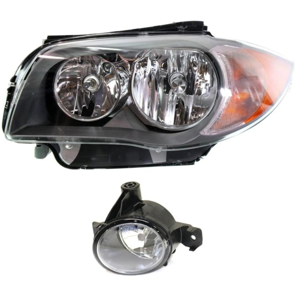 Premium Frosted Headlight Kit For 2008-2011 BMW 128i Driver Side Clear Lens Halogen