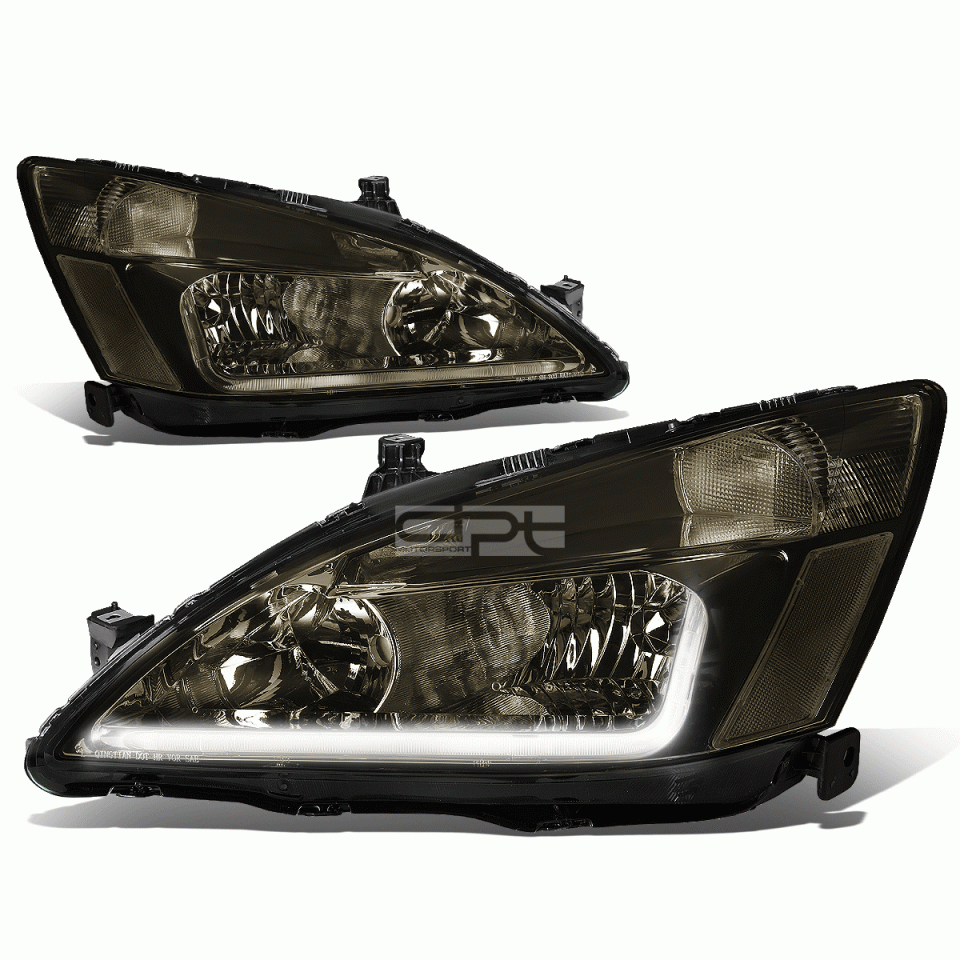 Stainless Steel Durable LED DRL 2003-2007 Honda Accord Smoked Housing Clear Side Headlight/Lamp Set