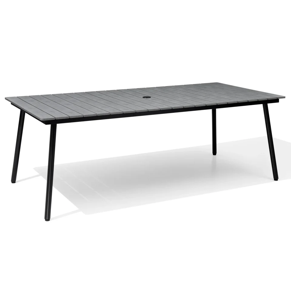 Kitchen Home Pellebant Patio Outdoor 82in Rectangular Wooden-Like Top Dining Table for 6-8 Person,Gray