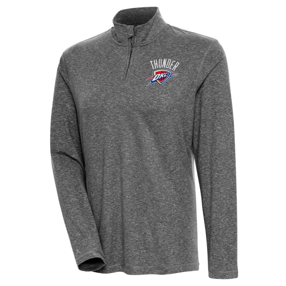 Core Ultimate Women's Antigua Heather Black Oklahoma City Thunder Confront Quarter-Zip Pullover Top