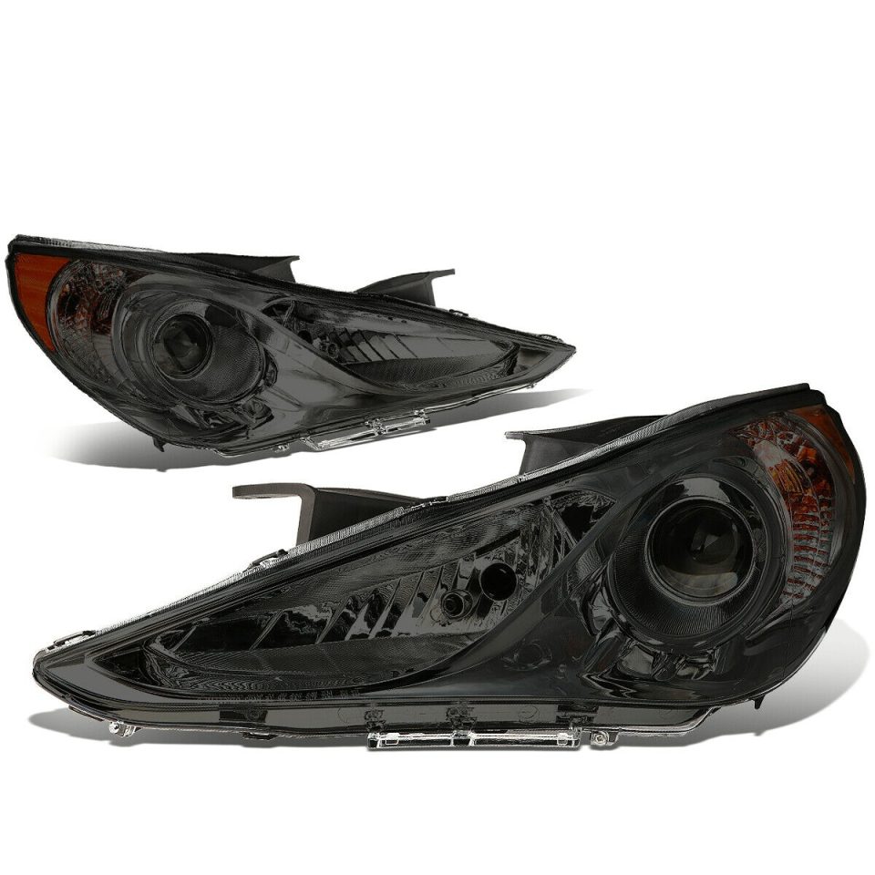 Easy-Clean 2011-2014 Sonata Smoked Housing Amber Corner Projector Headlight/Lamp Pair