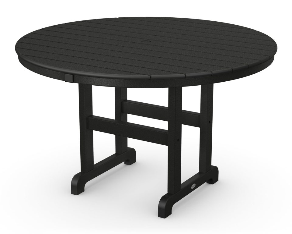 Essential Easy-Clean POLYWOOD Round 48 Dining Table in Black